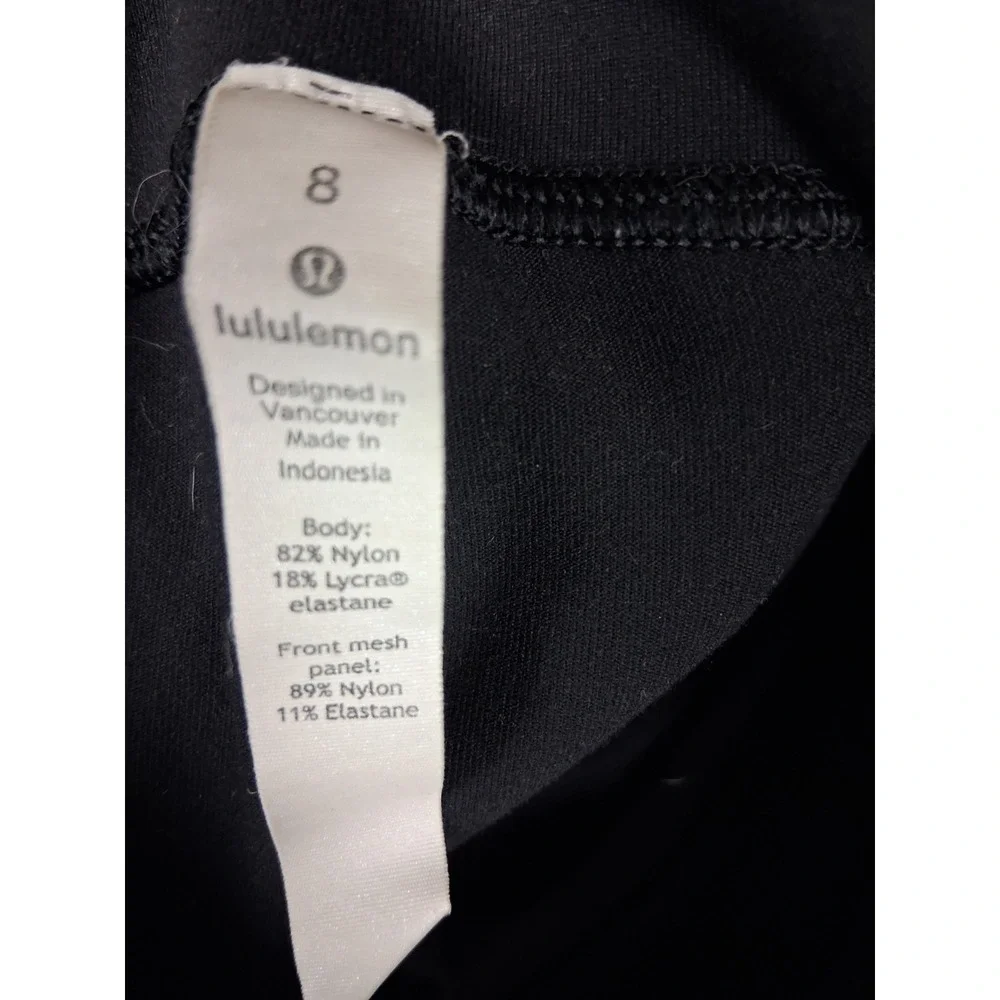 Lululemon Womens Pants 8 Black Wunder Under Cross Cross Mesh Active Preppy Yoga